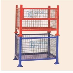Wire Mesh Pallet with Stacking Legs | Industrial Warehouse Solution