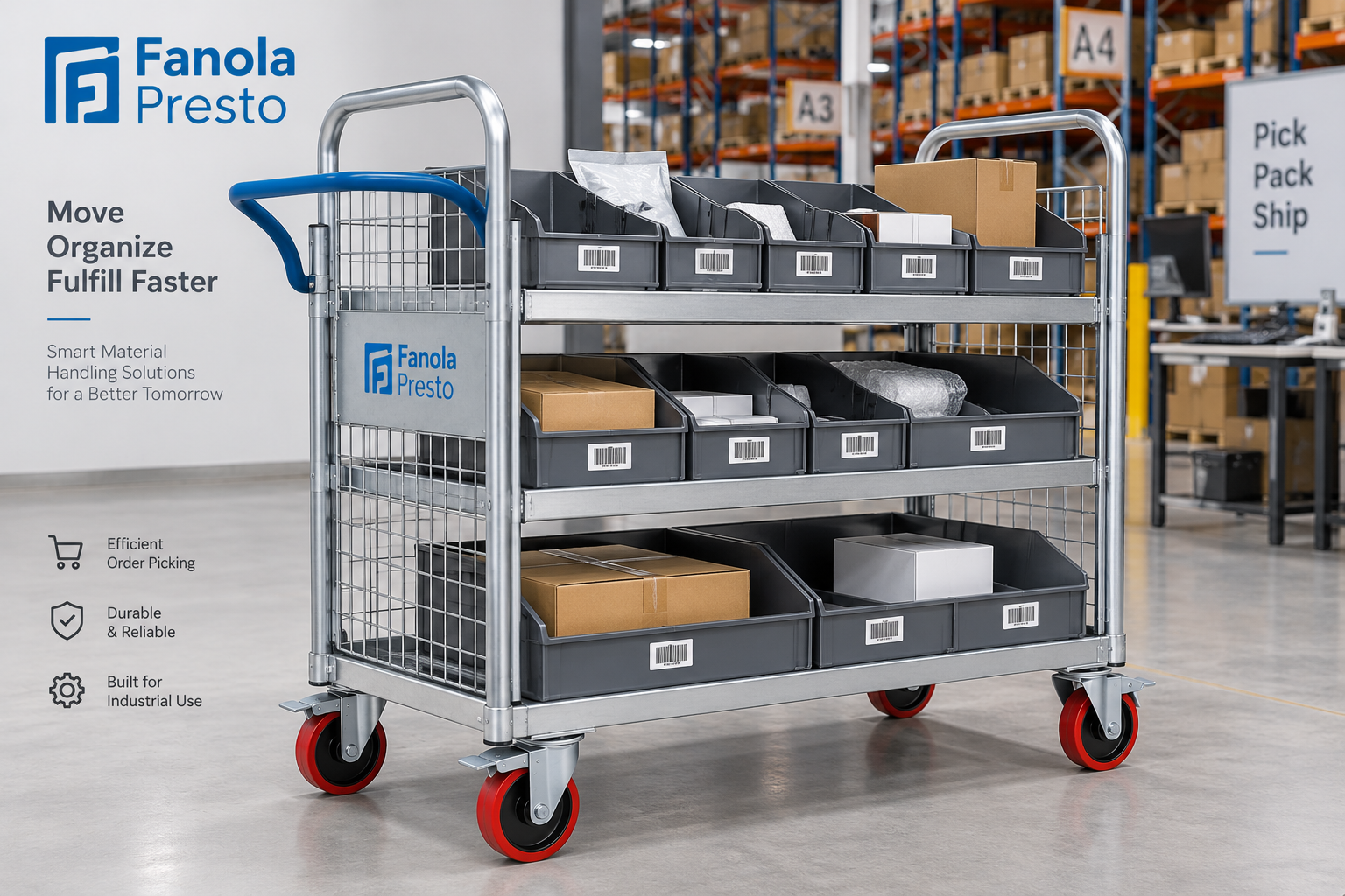 Order Pickup Trolley | Industrial Material Handling